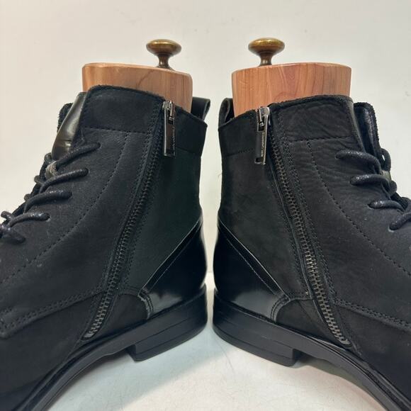 VGUC Karl Lagerfeld Paris Suede Leather Zipper Boot Lace Up Black US 10 EU 43 main image 14
